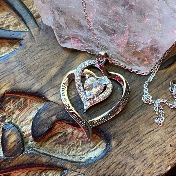 Always My Mother Forever My Friend Sterling Silver CZ Necklace - Picture 4 of 7